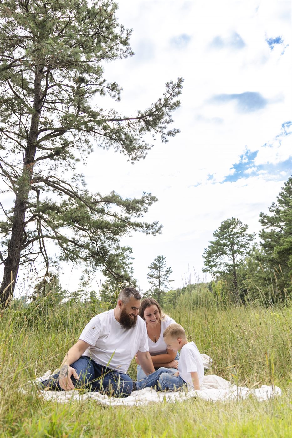 Family session outdoors in soft light